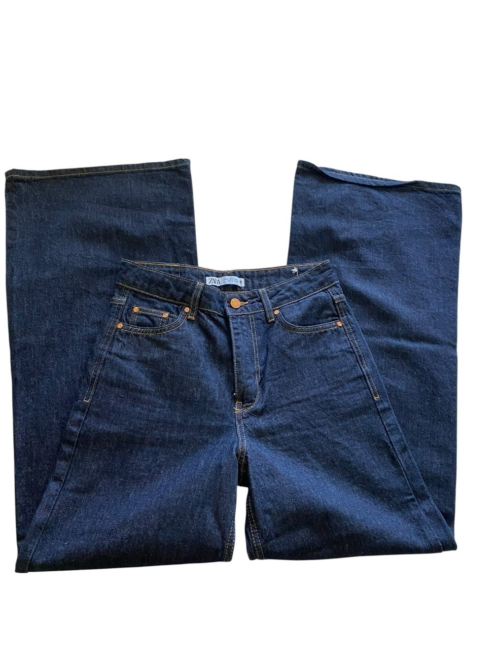 Zara dark blue Straight-Leg flared Women's Jeans